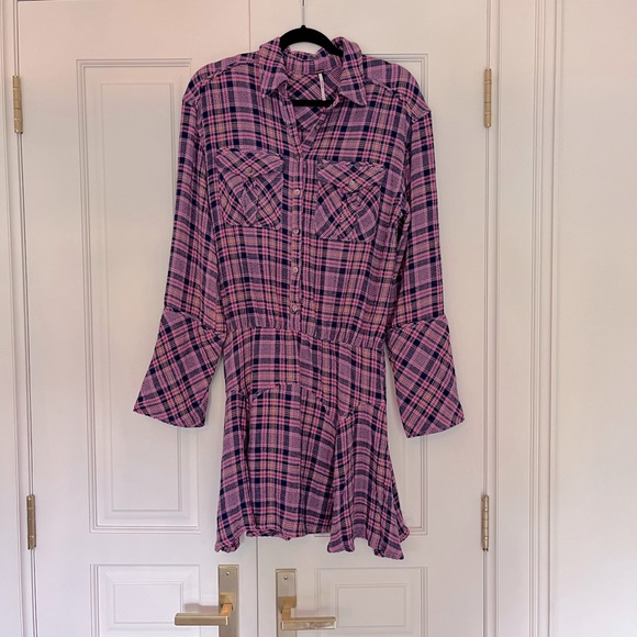 NWOT Free People Plaid Dress - Picture 2 of 7